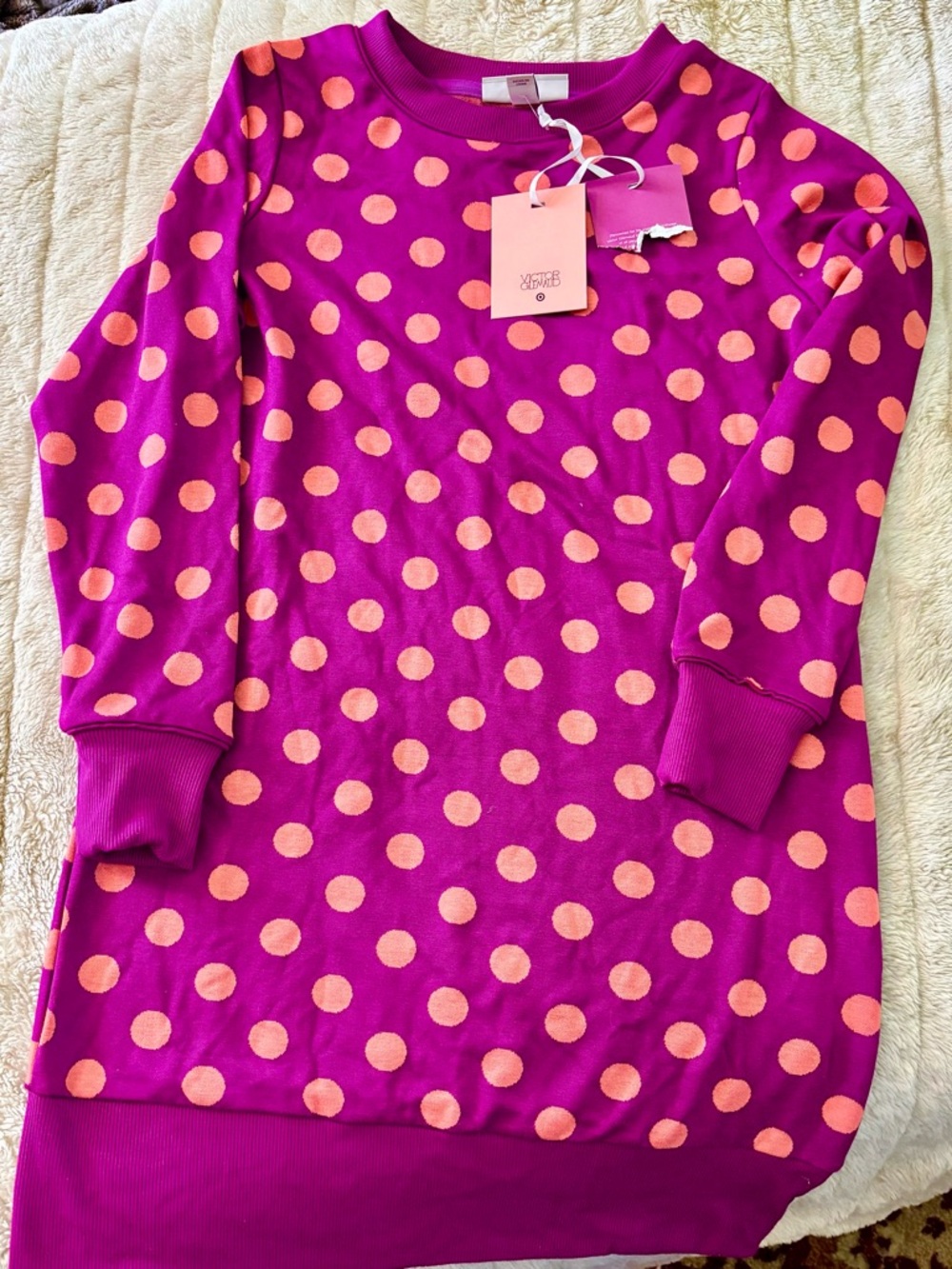 Victor Glemaud Pink and Peach Polka Dot Crewneck Sweater